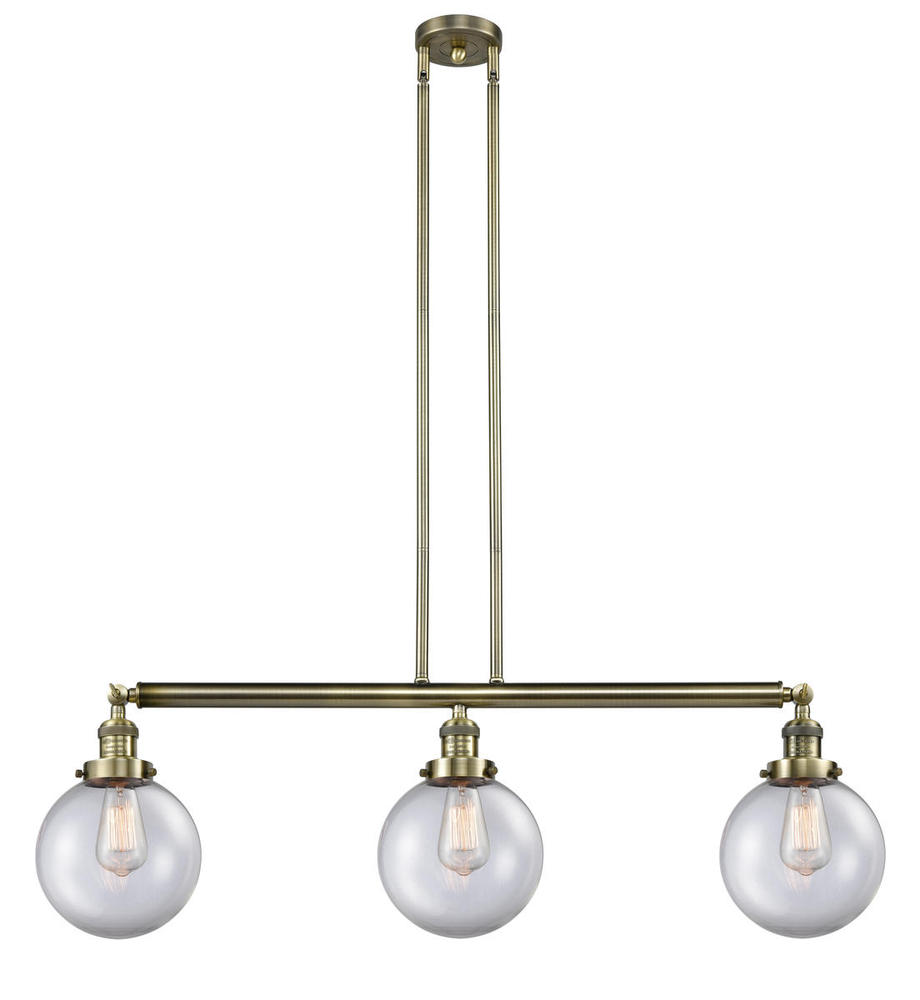Beacon - 3 Light - 41 inch - Antique Brass - Stem Hung - Adjustable Island Light