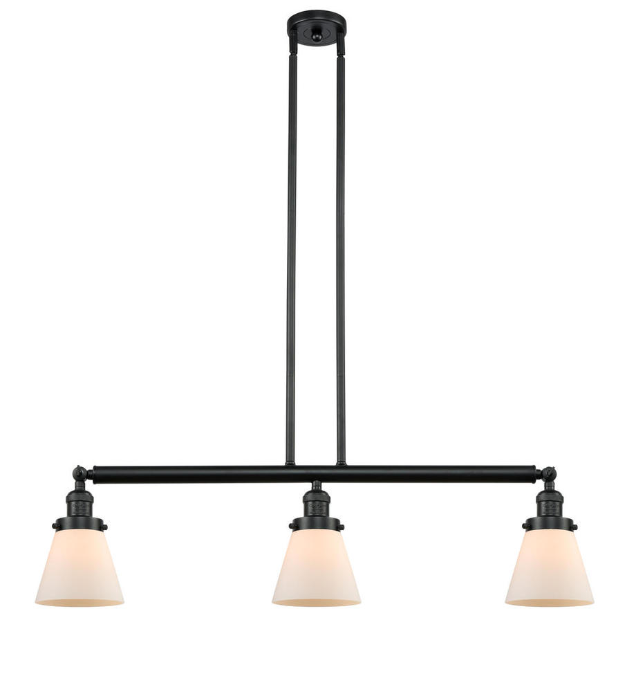 Cone - 3 Light - 39 inch - Matte Black - Stem Hung - Adjustable Island Light