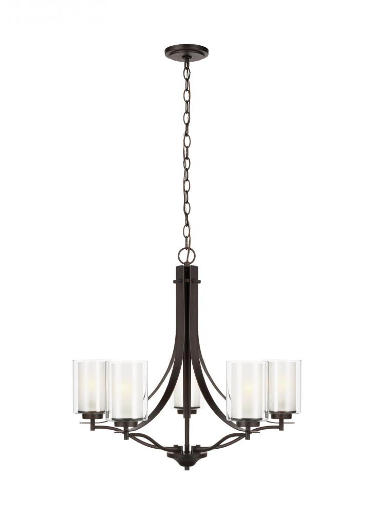 Elmwood Park traditional 5-light indoor dimmable ceiling chandelier pendant light in bronze finish w